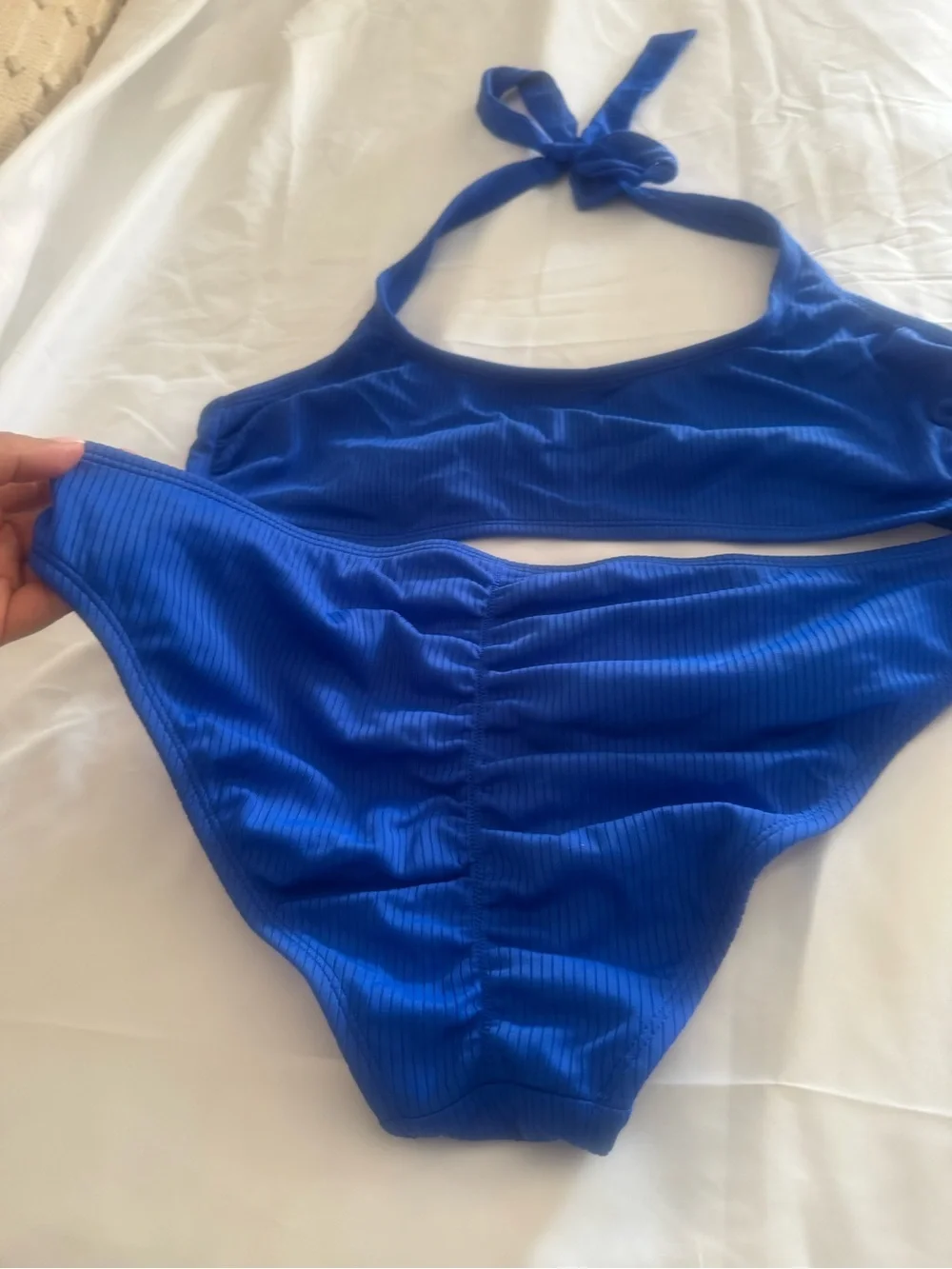 Xhilaration Royal Blue Ribbed Halter Bikini Set